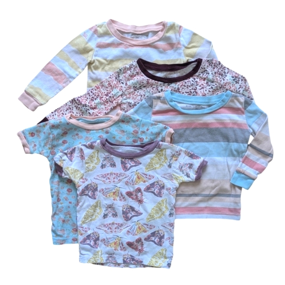 Burt's Bees Baby Lot of 5 Pajama Tops, Long & Short Sleeve - Size 18M